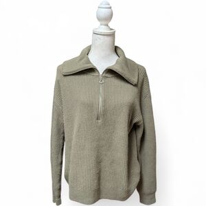 Talbots Olive Green Half-Zip Sweater